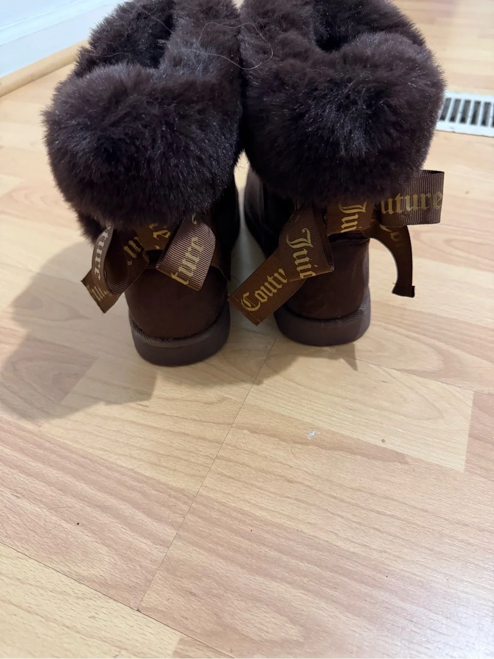 Juicy Couture Dark Brown Faux-Fur Cuffed Kids Boots